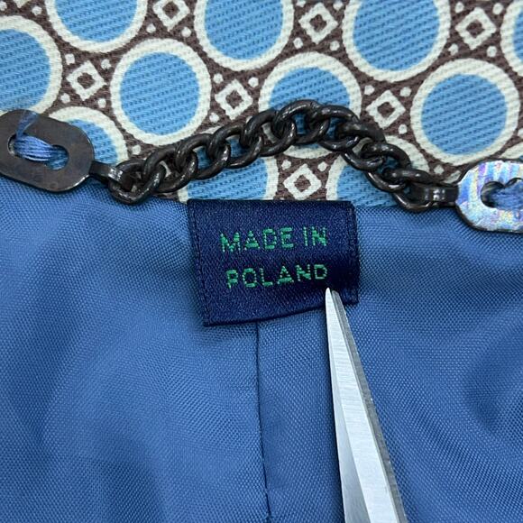 Boden Womens Size 10 Overcoat Mid Length Rain Jacket Coated Cotton Circles - Picture 12 of 16